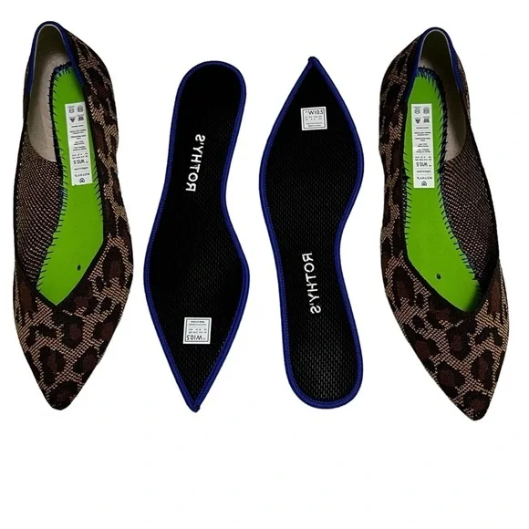 New in Box Rothy’s the Point Ballet Flat Slip On Shoe in Mocha Spot Animal 10.5 - Picture 7 of 11